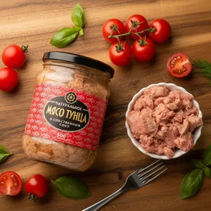 Мясо тунца натуральное в собственном соку (500 гр)