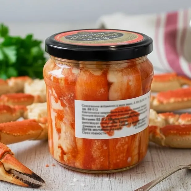 Мясо Камчатского краба в банке, в собственном соку, не мороженый, без консервантов (520 гр.)