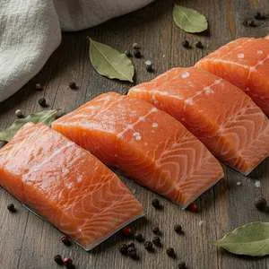 Филе Кеты (дикой) на коже в вакуумной упаковке свежемороженое (вес)