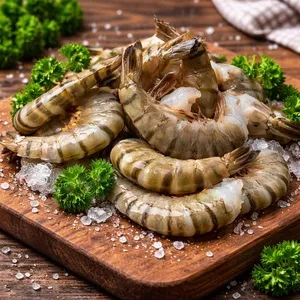 Креветки Тигровые Королевские/ ваннамей / свежемороженые / крупные (16-20 шт/фунт) / без головы в панцире (1 кг.)